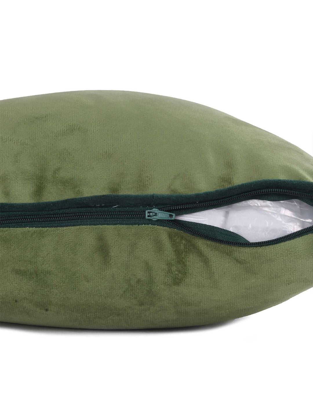 STITCHNEST 5 Pcs Green & Olive Green Velvet Square Cushion Covers