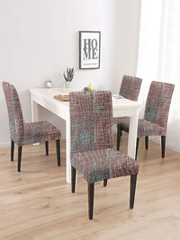 Cortina Brown 6-Pieces Abstract Printed Chair Covers