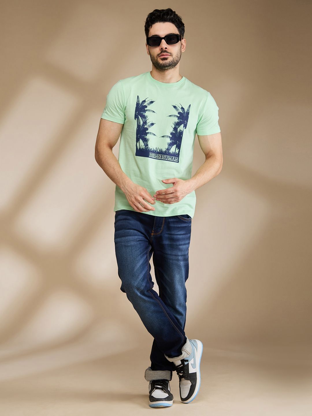 Being Human Men Floral Printed Tropical Applique T-shirt