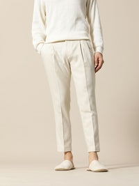 Mr Bowerbird Men Solid Tailored Pleated Trousers