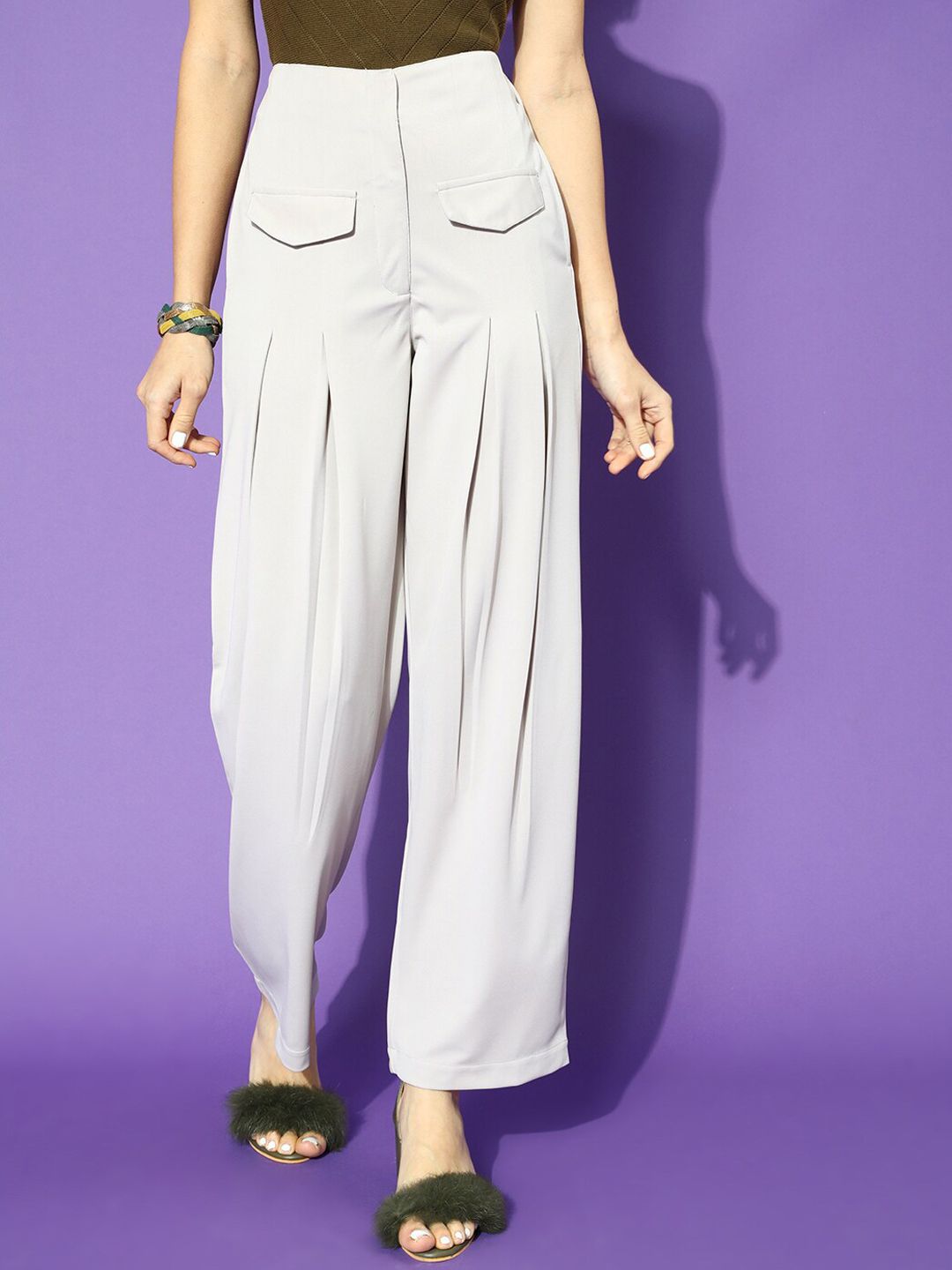 STREET 9 Women Beautiful Grey Solid Trousers