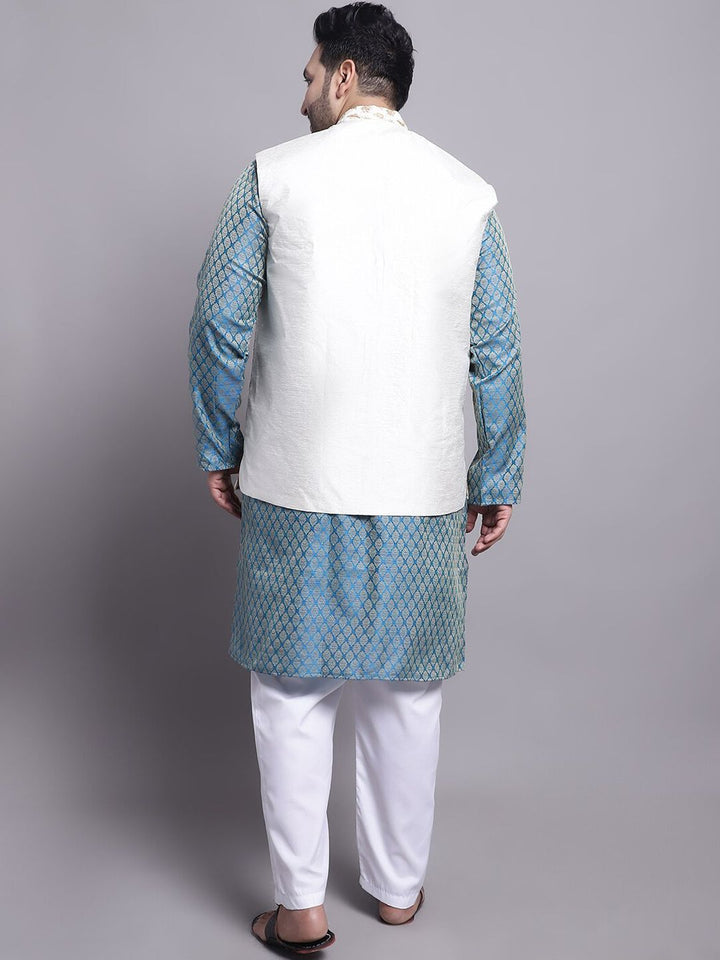 SOJANYA PLUS Plus Size Woven Design Kurta With Pyjamas & Nehru Jacket