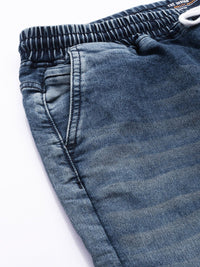 The Indian Garage Co Men Blue Cropped Jogger Heavy Fade Jeans