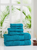 MYTRIDENT Set Of 6 Teal Green Solid 500 GSM Soft  Plush Sustainable Towel Set