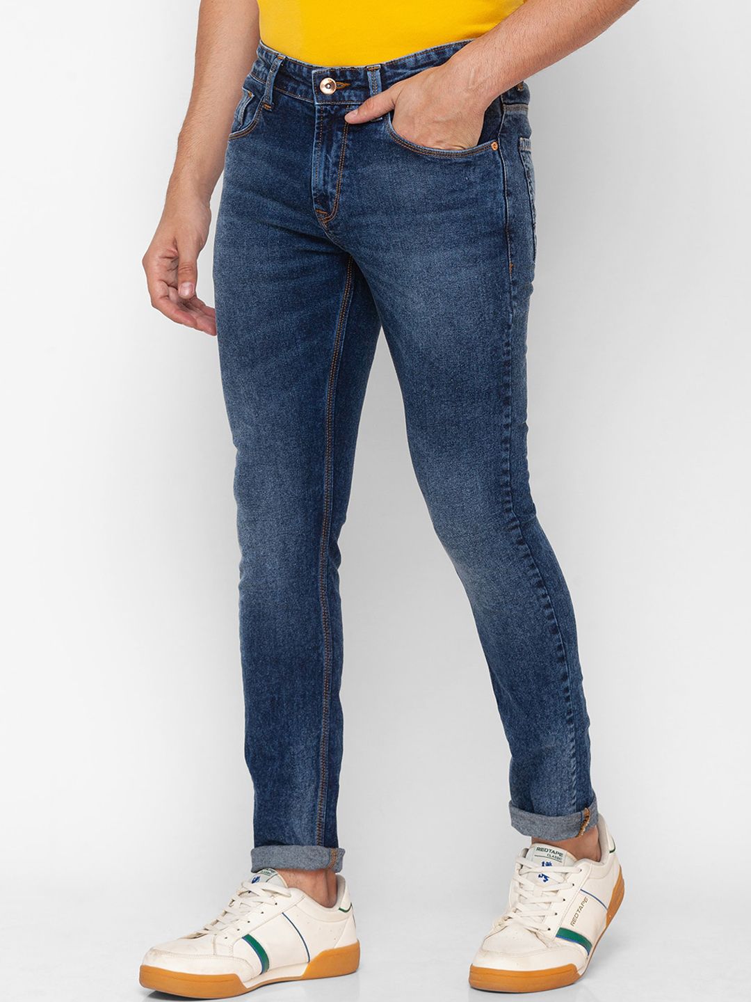 SPYKAR Men Blue Skinny Fit Low-Rise Heavy Fade Jeans
