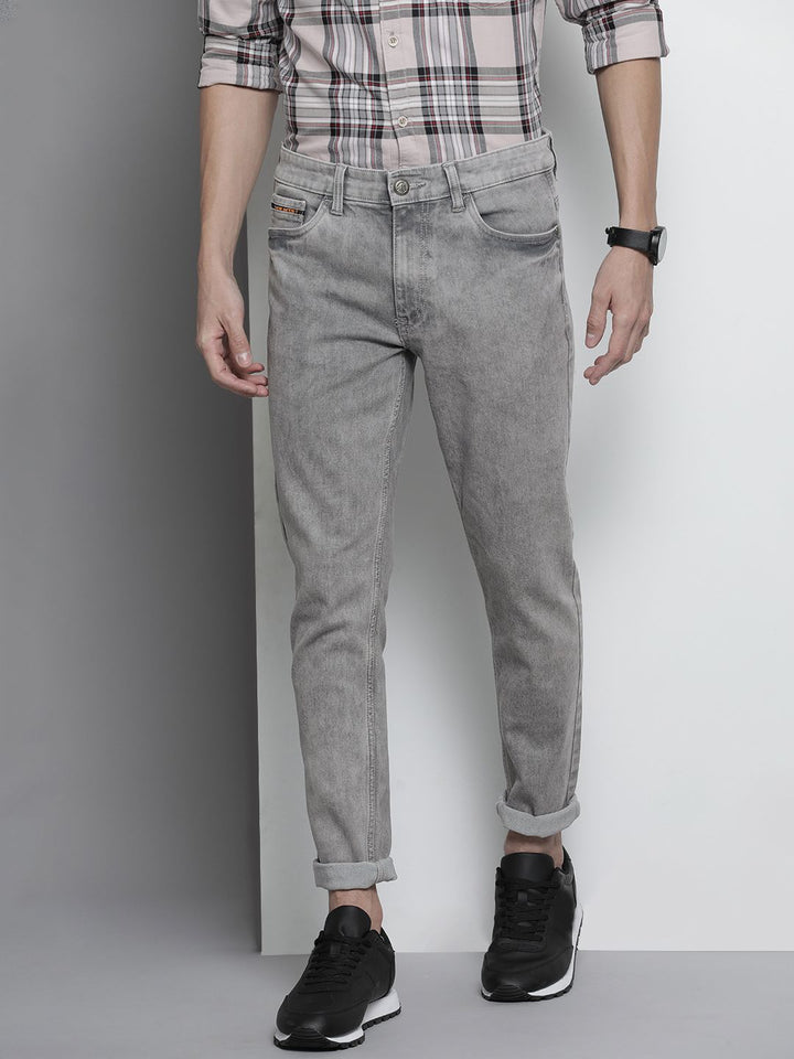 The Indian Garage Co Men Grey Slim Fit Light Fade Stretchable Jeans
