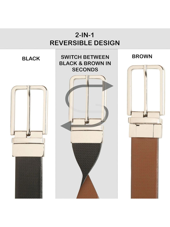 Teakwood Leathers Men Textured Leather Reversible Belt
