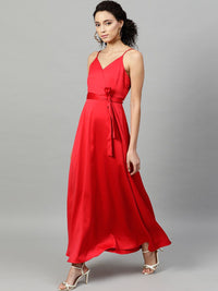 STREET 9 Women Red Solid Maxi Dress