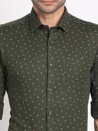 Turtle Smart Slim Fit Micro Disty Printed Cotton Linen Formal Shirt
