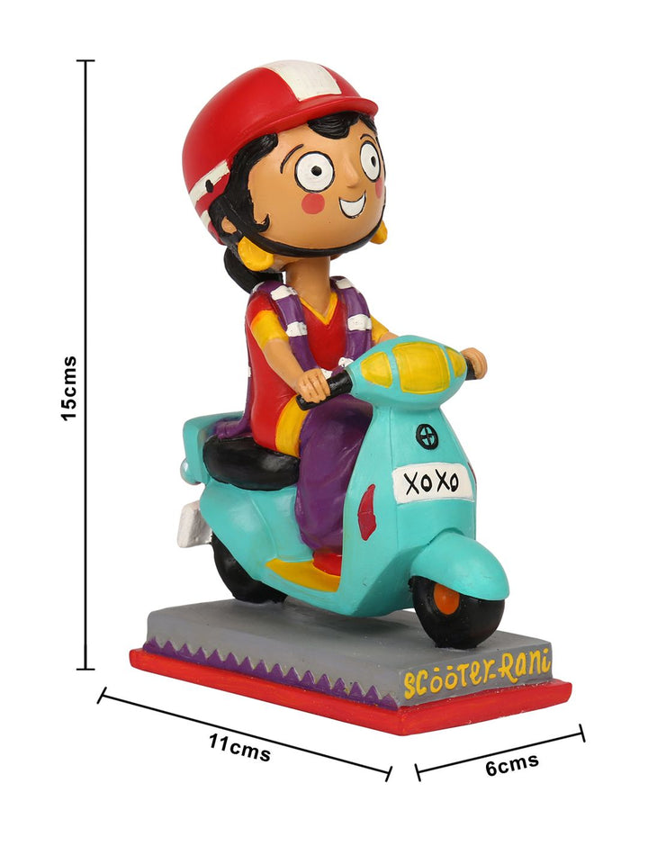 Chumbak Blue &amp; Multicolored Scooty Pai Bobble Head Showpiece