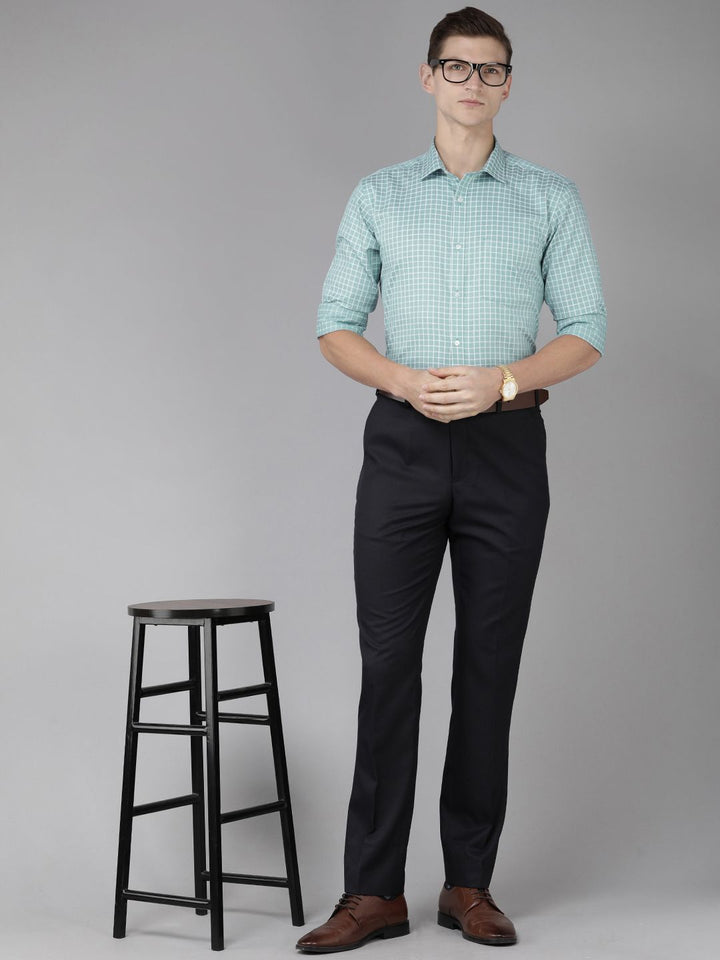 Park Avenue Men Pure Cotton Slim Fit Grid Tattersall Checks Opaque Formal Shirt