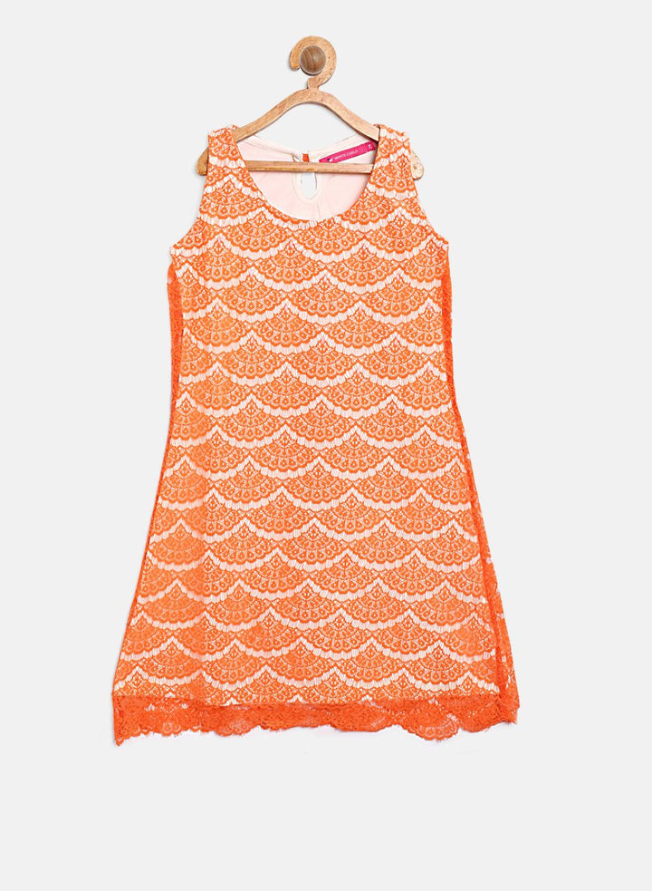 Orange Self Design Casual Dress