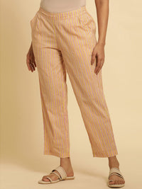 W Women Geometric Printed Straight Fit Pure Cotton Ethnic Trousers