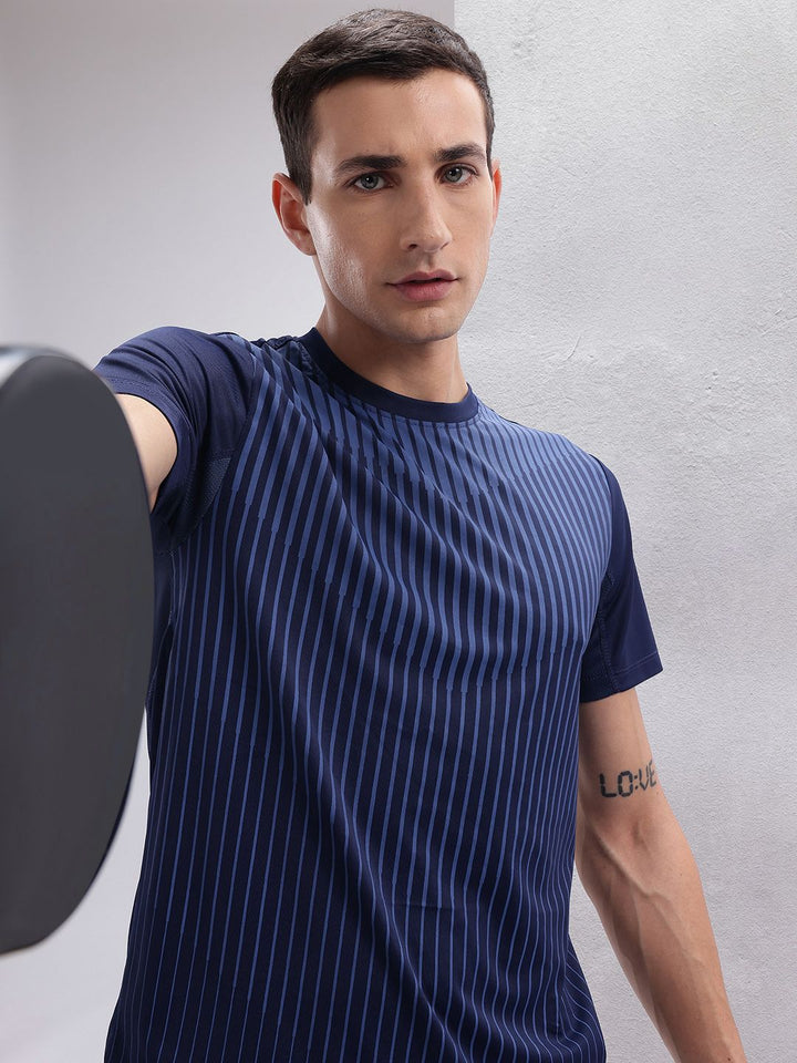 HRX by Hrithik Roshan Men Striped Rapid Dry Training T-shirt