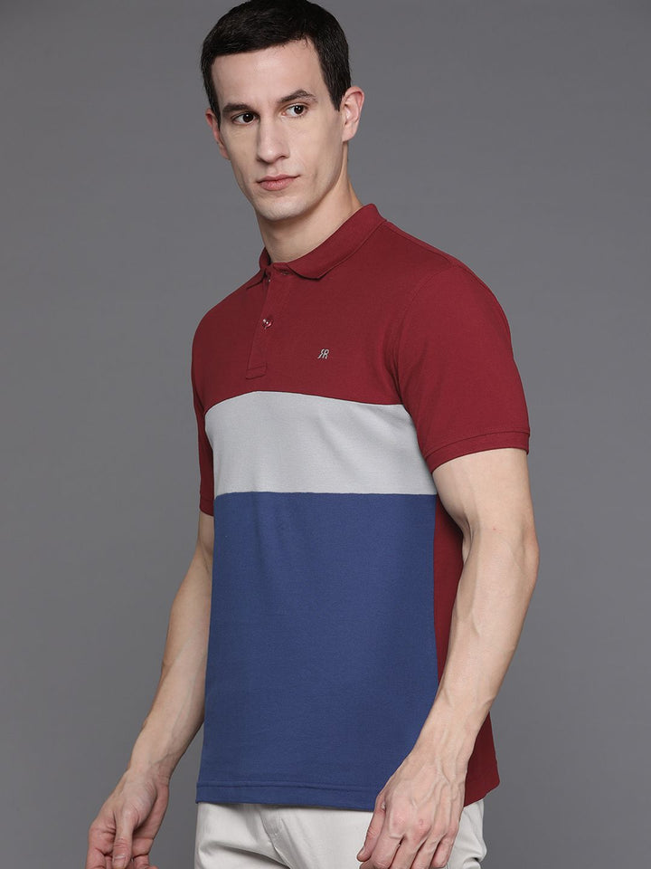 Raymond Colourblocked Pure Cotton Polo Collar T-shirt