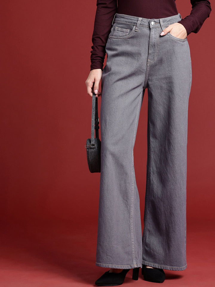 all about you Women Wide Leg High-Rise Light Fade Stretchable Jeans