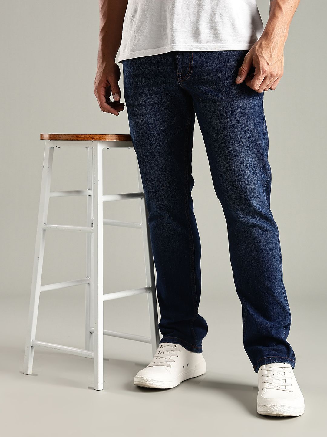 Thomas Scott Men Original Slim Fit Mid-Rise Light Fade Stretchable Jeans