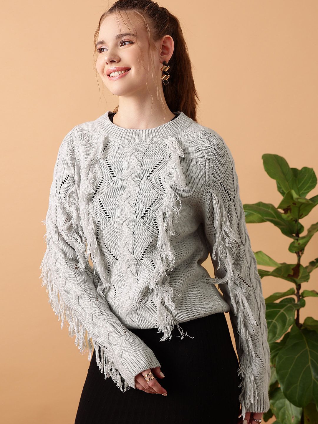 STREET 9 Cable Knit Acrylic Pullover