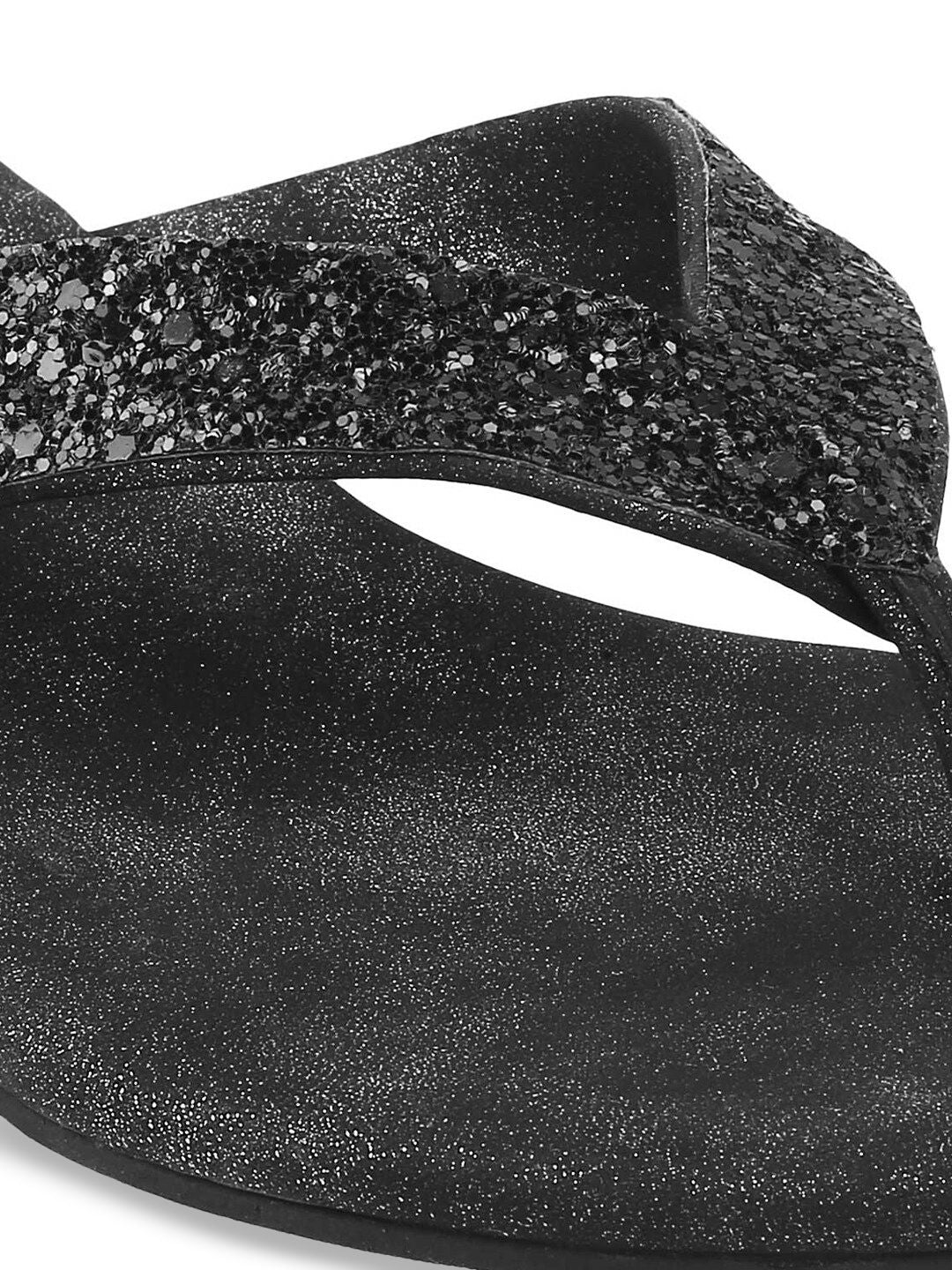 Mochi Women Black Embellished Open Toe Heels