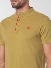 Being Human Clothing Men Pure Cotton Henley Neck Applique T-shirt