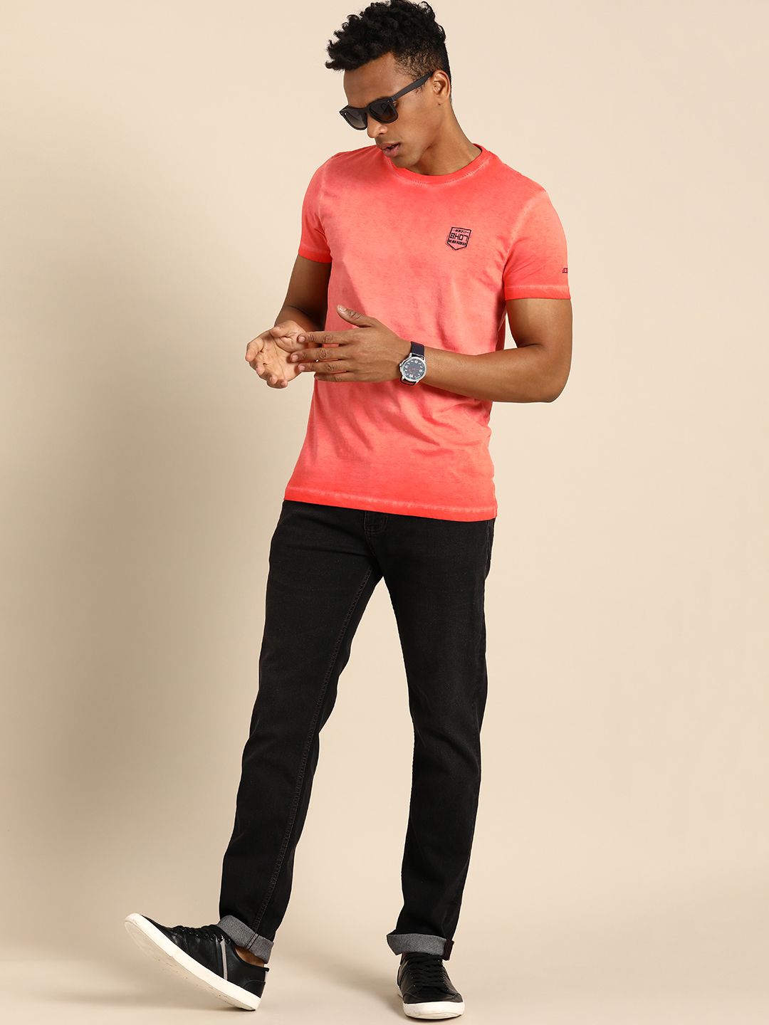 Being Human Pure Cotton Slim Fit T-shirt with Applique