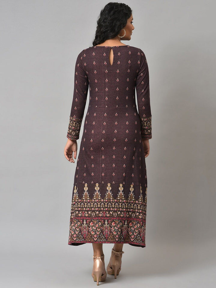 W Brown Ethnic Motifs Ethnic Maxi Dress