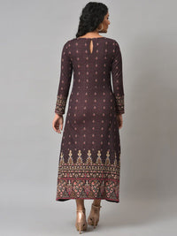 W Brown Ethnic Motifs Ethnic Maxi Dress