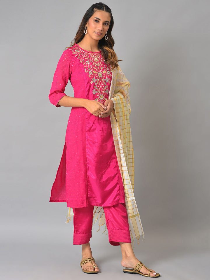 AURELIA Floral Embroidered Zari Kurta with Trousers & Dupatta