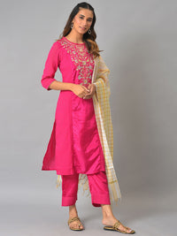 AURELIA Floral Embroidered Zari Kurta with Trousers & Dupatta