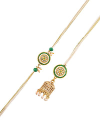 Voylla Set of 2 Pearls And Kundan Details Bhaiya Bhabhi Rakhi
