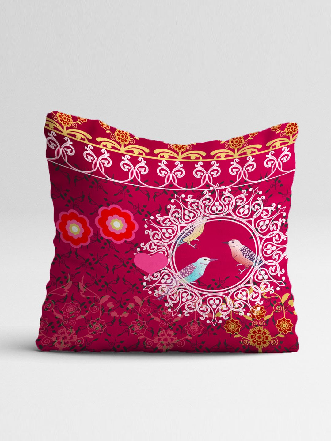 STITCHNEST Set Of 5 Pink & White Geometric Square Cushion Covers