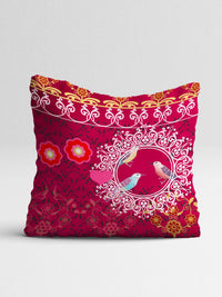 STITCHNEST Set Of 5 Pink & White Geometric Square Cushion Covers