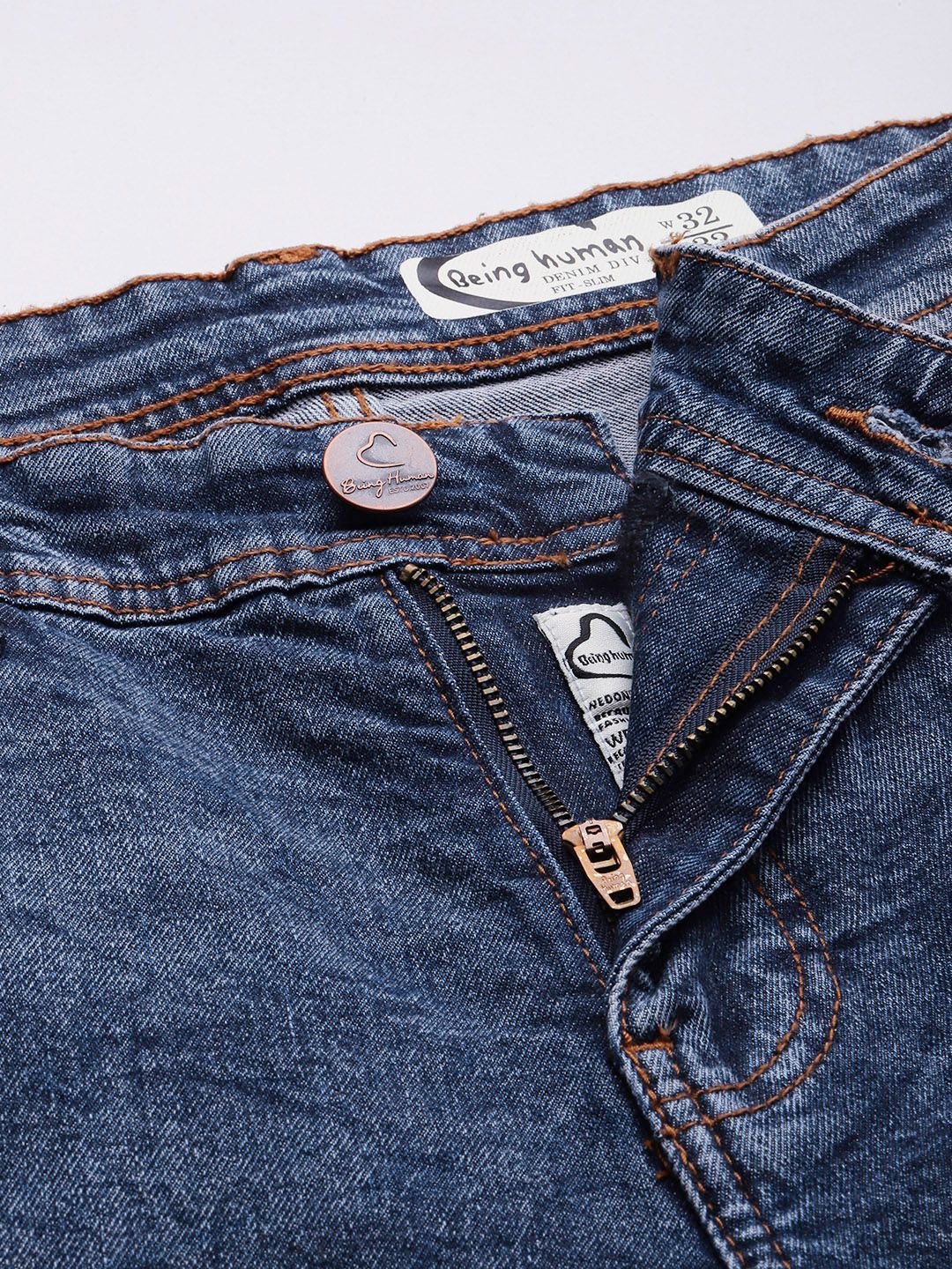 Being Human Men Slim Fit Mid Rise Heavy Fade Stretchable Jeans
