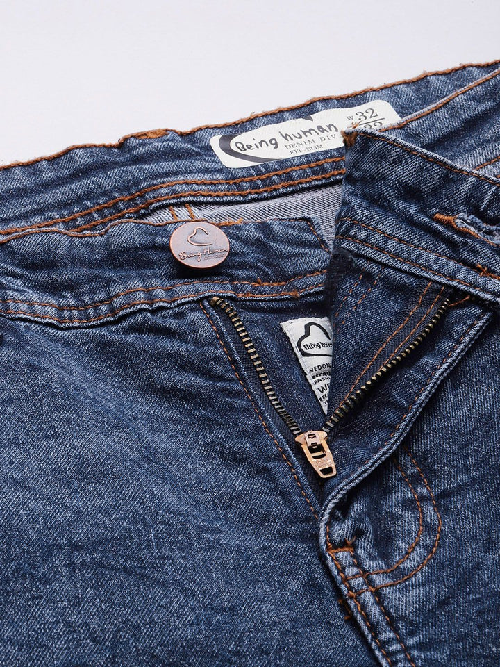 Being Human Men Slim Fit Mid Rise Heavy Fade Stretchable Jeans