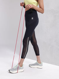 HRX by Hrithik Roshan Women Brand Logo Detail Mesh Rapid-Dry Cropped Training Tights