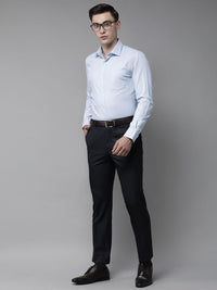 Park Avenue Men Light Blue Self Design Slim Fit Formal Shirt