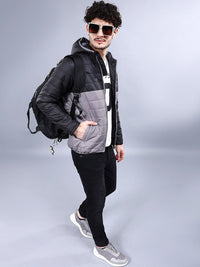 The Indian Garage Co Men Colourblock Regular Fit Hooded Puffer Jacket