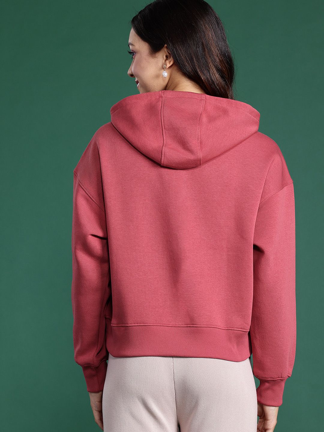 DressBerry Drop Shoulder Sleeves Printed Hooded Sweatshirt