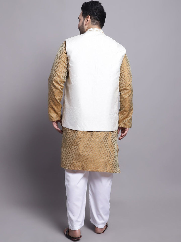 SOJANYA PLUS Plus Size Woven Design Kurta With Pyjamas & Nehru Jacket