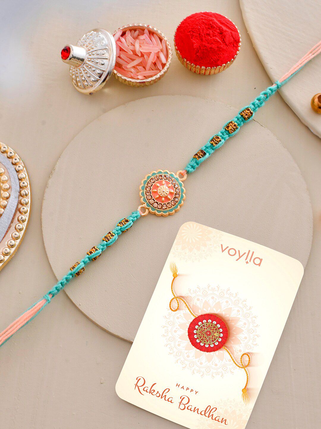 Voylla Men's Traditional Design Beaded Thread Rakhi For Brother
