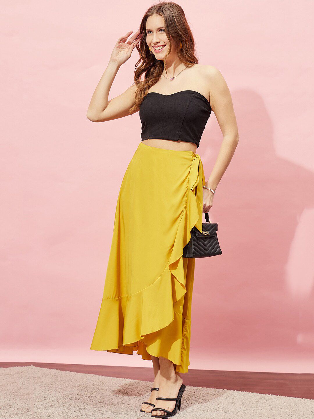 Berrylush Wrap Knot Flared Maxi Skirt