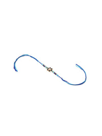 NVR Set of 2 Blue Artificial Beads Evil Eye Bhaiya Bhabhi Rakhi with Roli Chawal
