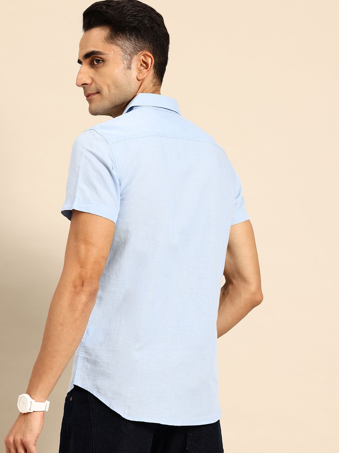 Being Human Cotton Linen Slim Fit Opaque Casual Shirt