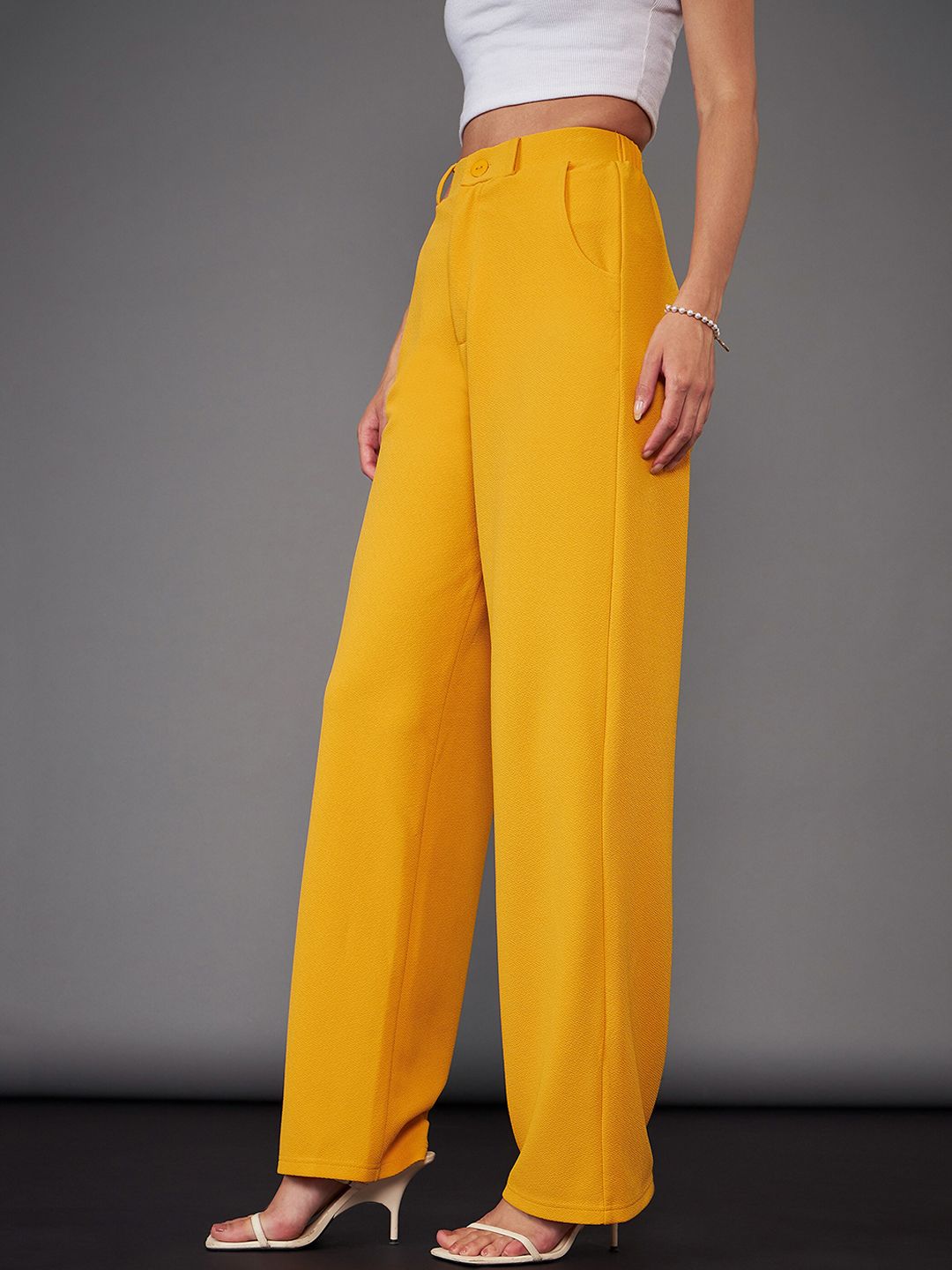 SASSAFRAS worklyf Women Straight Fit High-Rise Parallel Trousers