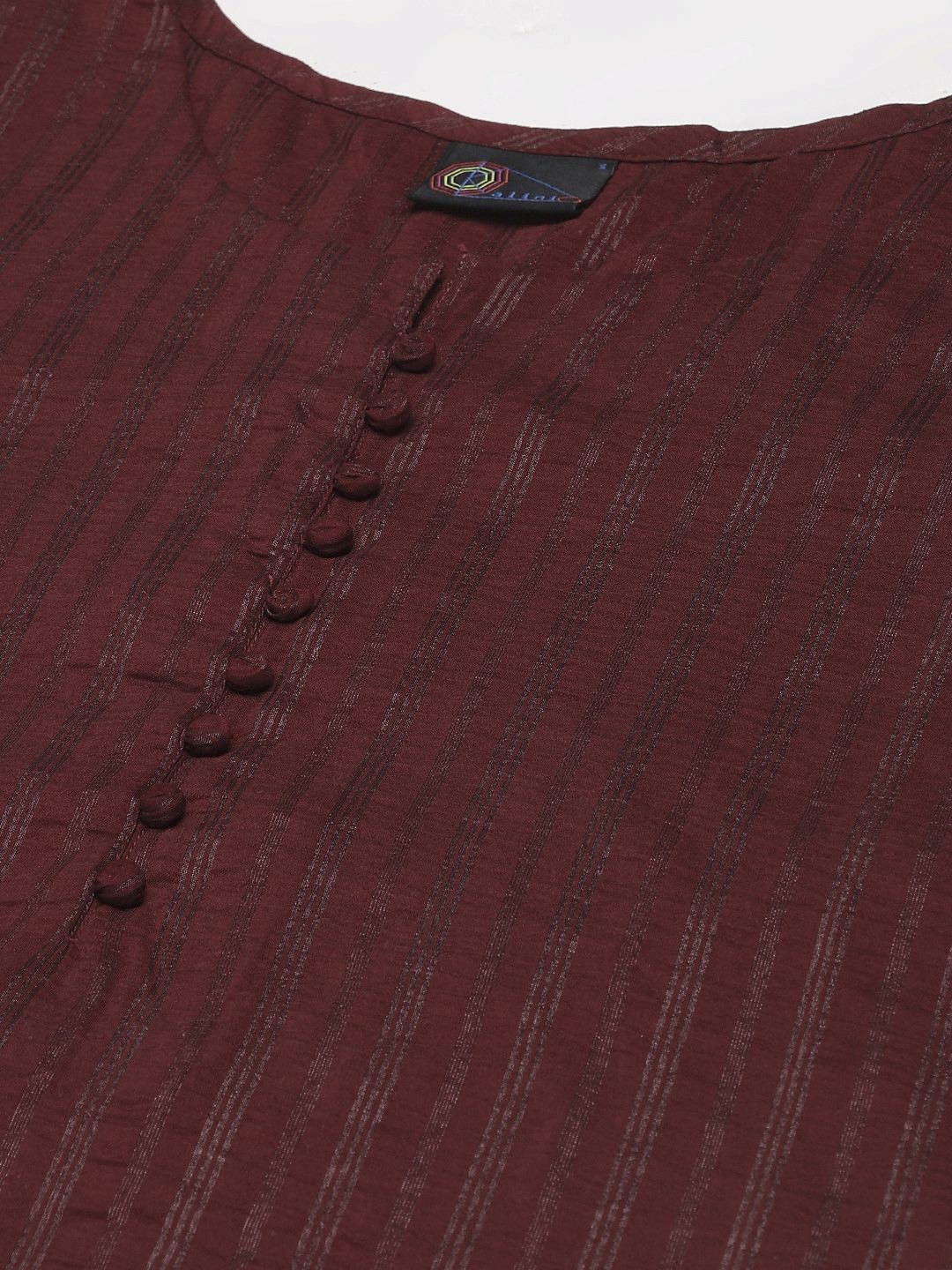 KALINI Striped Round Neck Straight Kurta With Trousers