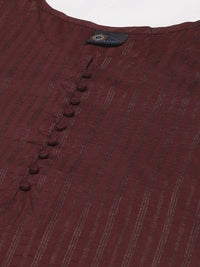 KALINI Striped Round Neck Straight Kurta With Trousers