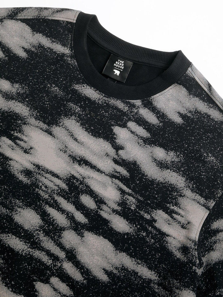 THE BEAR HOUSE Abstract Printed Round Neck Oversized Cotton T-shirt