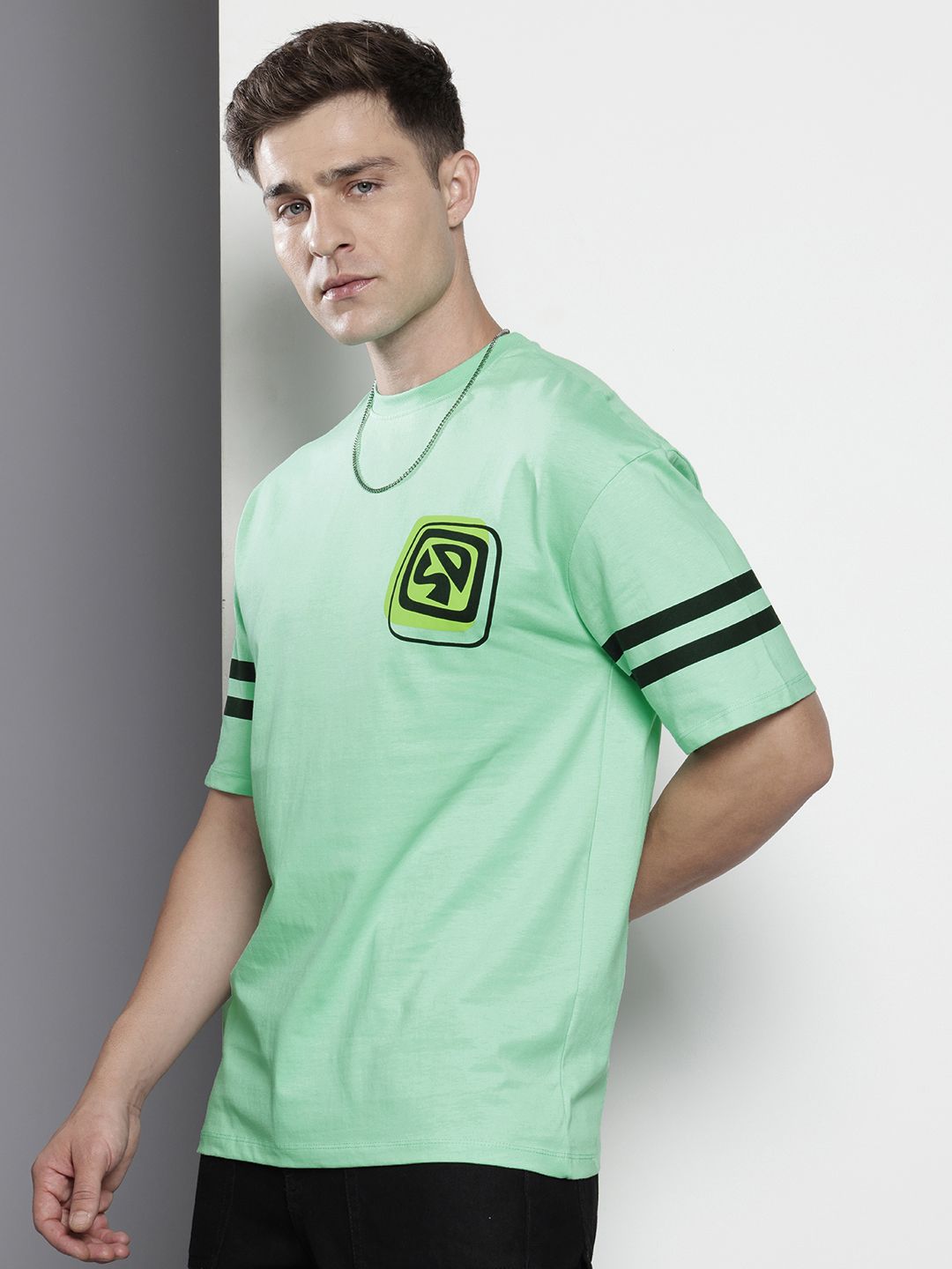 The Indian Garage Co Printed Oversized Pure Cotton T-shirt