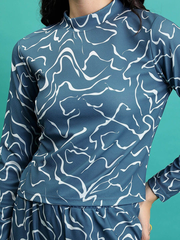 Tokyo Talkies Printed Top With Straight Leg Trousers