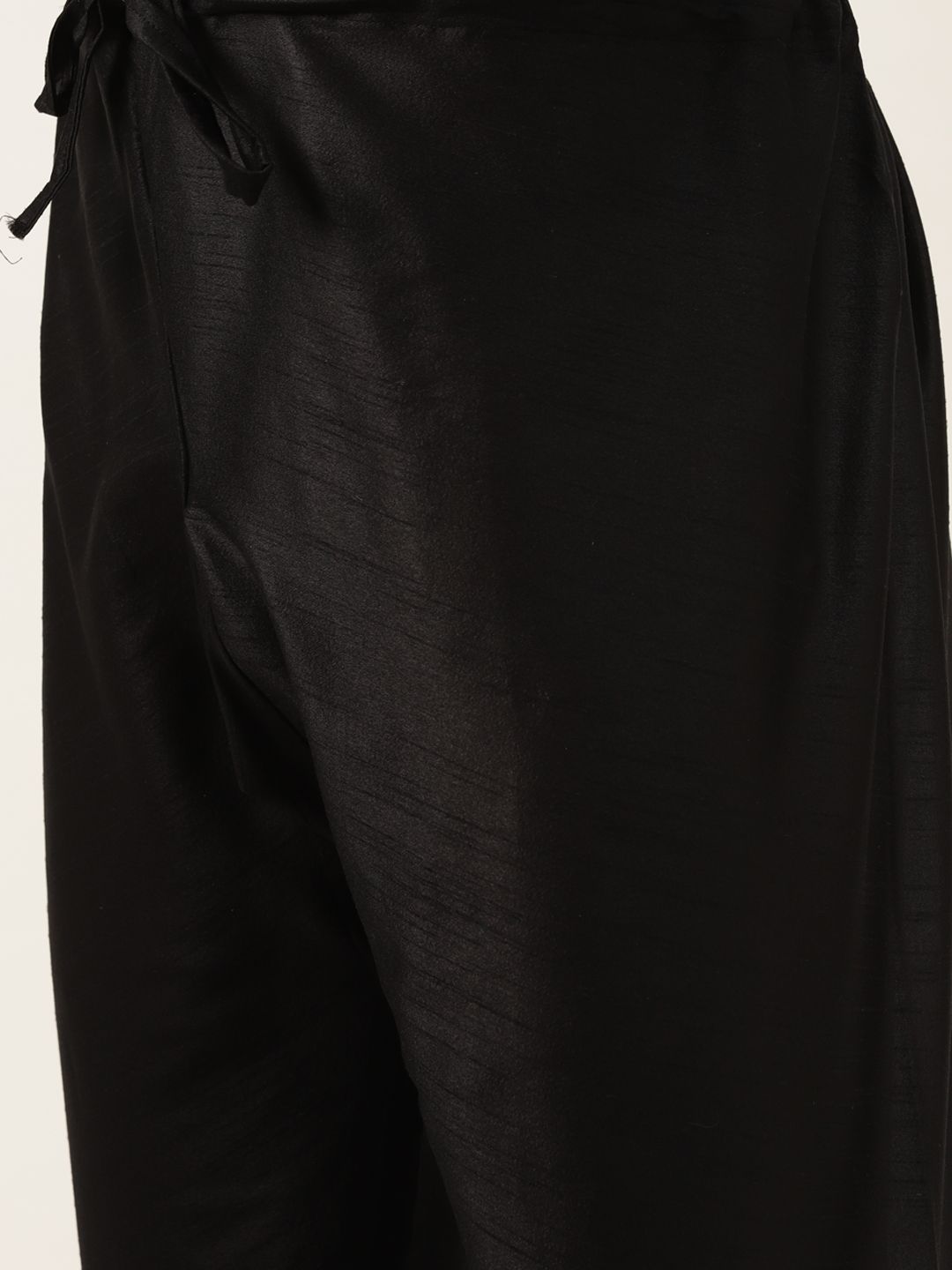SOJANYA Men Black & Rust Orange Solid Kurta with Churidar & Printed Jacket